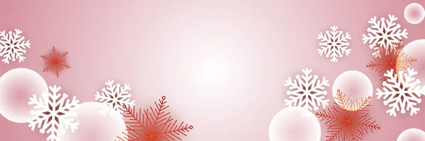 Snowy Navidad Rojo Copo Nieve Plantilla Diseño Banner — Vector de stock