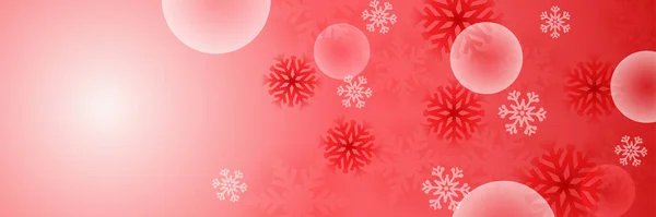 降雪圣诞节红色雪花设计模板横幅 — 图库矢量图片