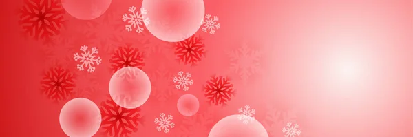 Schneefall Weihnachten Rot Schneeflocke Design Vorlage Banner — Stockvektor