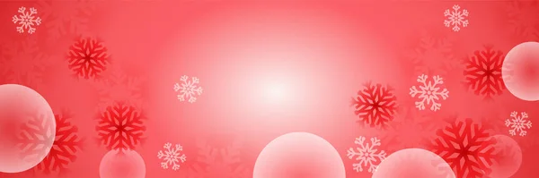 Neve Natale Rosso Fiocco Neve Modello Banner — Vettoriale Stock