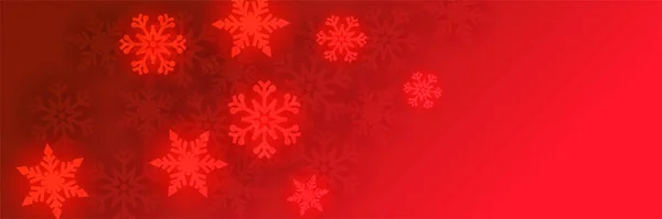 Bright Snow Red Snowflake Design Template Banner — Stock Vector