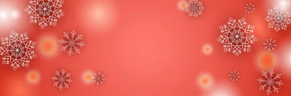 Banner Plantilla Diseño Copo Nieve Rojo Brillante — Vector de stock