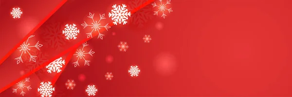 冬季圣诞红色雪花设计模板横幅 — 图库矢量图片