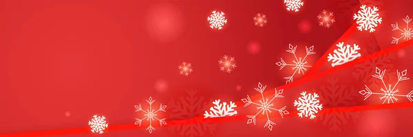 Зимний Рождественский Красный Баннер Снежинки — стоковый вектор