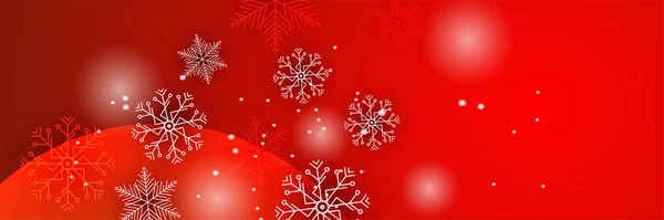 Φωτεινό Χιόνι Κόκκινο Snowflake Σχεδιασμό Πρότυπο Banner — Διανυσματικό Αρχείο