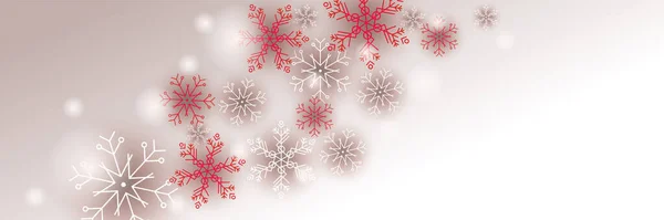 圣诞降雪红色灰色雪花设计模板横幅 — 图库矢量图片