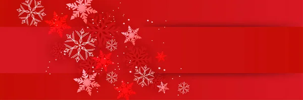 Красный Флаг Зимнего Сезона Снежинка — стоковый вектор