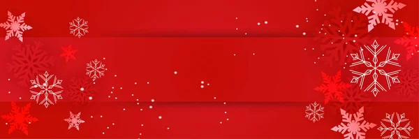 Stagione Invernale Rosso Fiocco Neve Modello Banner — Vettoriale Stock