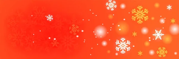 Heller Schnee Rot Orange Schneeflocke Design Vorlage Banner — Stockvektor