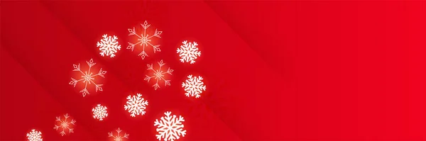 冬季背景红色雪花设计模板横幅 — 图库矢量图片