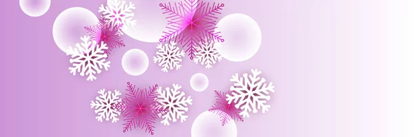 Natal Nevado Roxo Snowflake Design Banner Modelo — Vetor de Stock