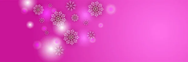 Banner Plantilla Diseño Copo Nieve Púrpura Nieve Brillante — Vector de stock