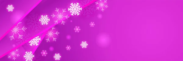 Inverno Natal Roxo Snowflake Design Banner Modelo — Vetor de Stock