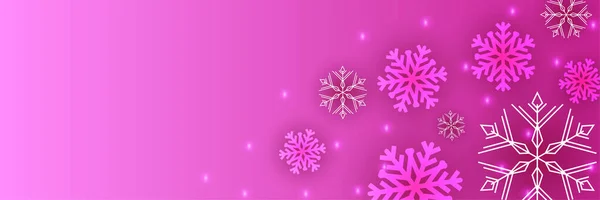 Snowy Weihnachten Rosa Schneeflocke Design Vorlage Banner — Stockvektor