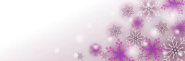Bannière Modèle Conception Flocon Neige Gris Pourpre Neige Noël — Image vectorielle