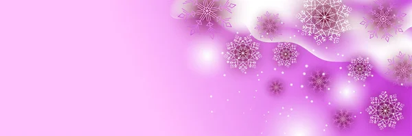 Melt Snowy Christmas Pink Purple Snowflake Design Template Banner — Stock Vector