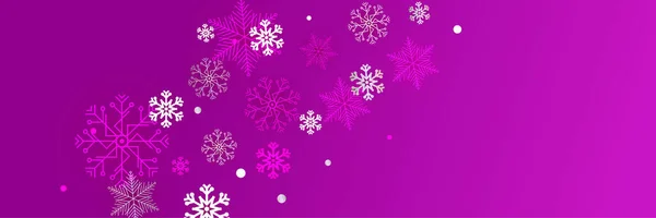 Зимовий Фіолетовий Банер Шаблону Snowflake — стоковий вектор