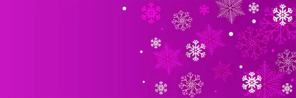 Inverno Viola Fiocco Neve Modello Banner — Vettoriale Stock