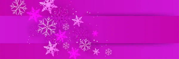 Stagione Invernale Viola Fiocco Neve Modello Banner — Vettoriale Stock