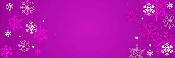 冬季紫色雪花设计模板横幅 — 图库矢量图片