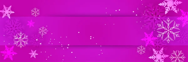 Inverno Temporada Roxo Floco Neve Design Banner Modelo —  Vetores de Stock