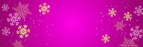 Bannière Modèle Conception Flocon Neige Violet Vif — Image vectorielle