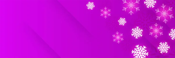 Fondo Invierno Púrpura Copo Nieve Plantilla Diseño Banner — Archivo Imágenes Vectoriales