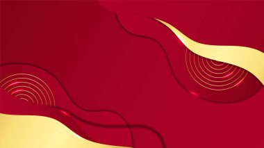 Zarif kırmızı kestane rengi ve üst üste binmiş altın arkaplan. İş dünyası, şirket, kurum, parti, şenlik, seminer ve görüşmeler için uygun