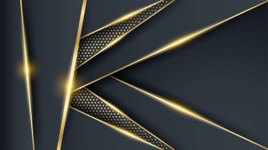 Fütürist teknoloji vektör tasarımı kavramına sahip mavi altın arkaplan