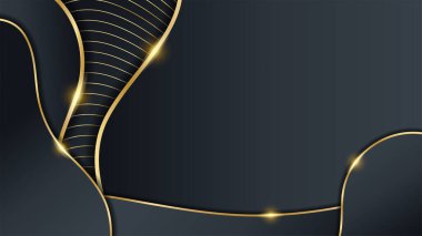 Fütürist teknoloji vektör tasarımı kavramına sahip mavi altın arkaplan