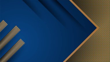 Fütürist teknoloji vektör tasarımı kavramına sahip mavi altın arkaplan