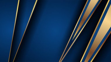 Fütürist teknoloji vektör tasarımı kavramına sahip mavi altın arkaplan