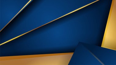 Fütürist teknoloji vektör tasarımı kavramına sahip mavi altın arkaplan