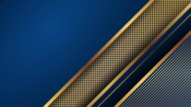 Fütürist teknoloji vektör tasarımı kavramına sahip mavi altın arkaplan