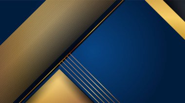 Fütürist teknoloji vektör tasarımı kavramına sahip mavi altın arkaplan