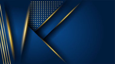 Fütürist teknoloji vektör tasarımı kavramına sahip mavi altın arkaplan