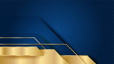 Fütürist teknoloji vektör tasarımı kavramına sahip mavi altın arkaplan