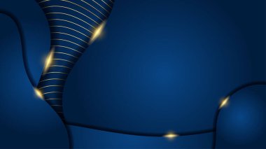 Fütürist teknoloji vektör tasarımı kavramına sahip mavi altın arkaplan