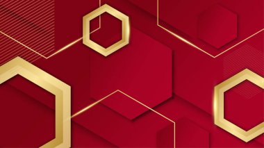 Soyut kırmızı ve altın rengi lüks arka plan