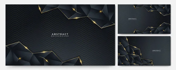 Black Gold Background Abstract Geometric Shapes Overlap Design Vector Presentation — Stock Vector