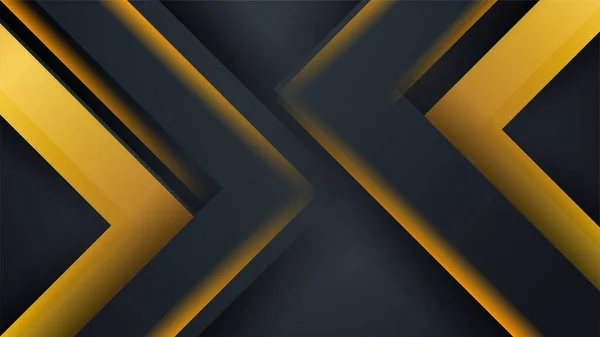 Zwart Gouden Achtergrond Met Abstracte Geometrische Vormen Overlappen Design Vector — Stockvector