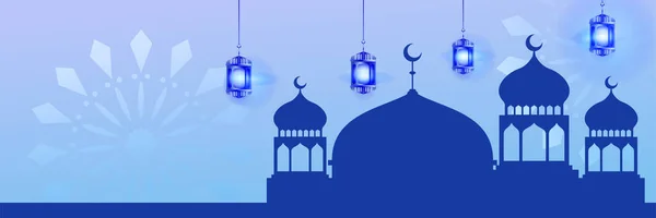 Islamische Ramadan Kareem Banner Hintergrund Mit Halbmond Muster Mond Stern — Stockvektor