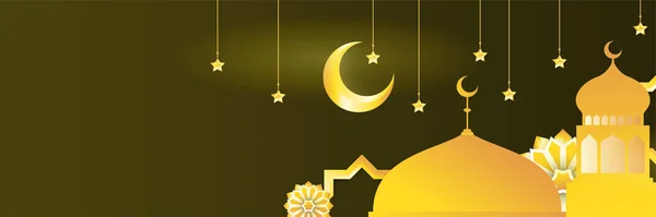 Islamische Ramadan Kareem Banner Hintergrund Mit Halbmond Muster Mond Stern — Stockvektor