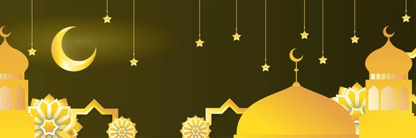 Islamische Ramadan Kareem Banner Hintergrund Mit Halbmond Muster Mond Stern — Stockvektor