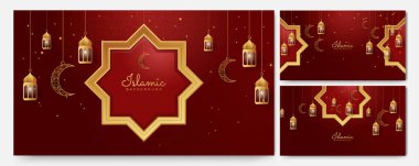 altın fener Arap kırmızı altın rengi arkaplan