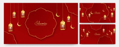 altın fener Arap kırmızı altın rengi arkaplan