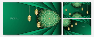 Mandala Arap yeşil İslami tasarım arka planı