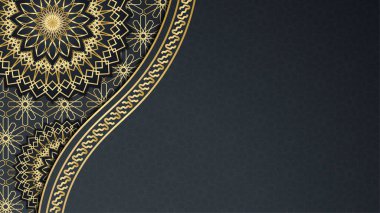 Zarif Mandala Arap siyah altın rengi arkaplan