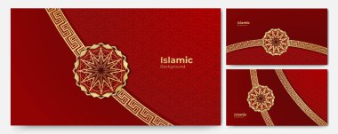 Güzel Mandala asılı fener Arap kırmızı İslami tasarım arka planı