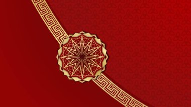 Güzel Mandala asılı fener Arap kırmızı İslami tasarım arka planı